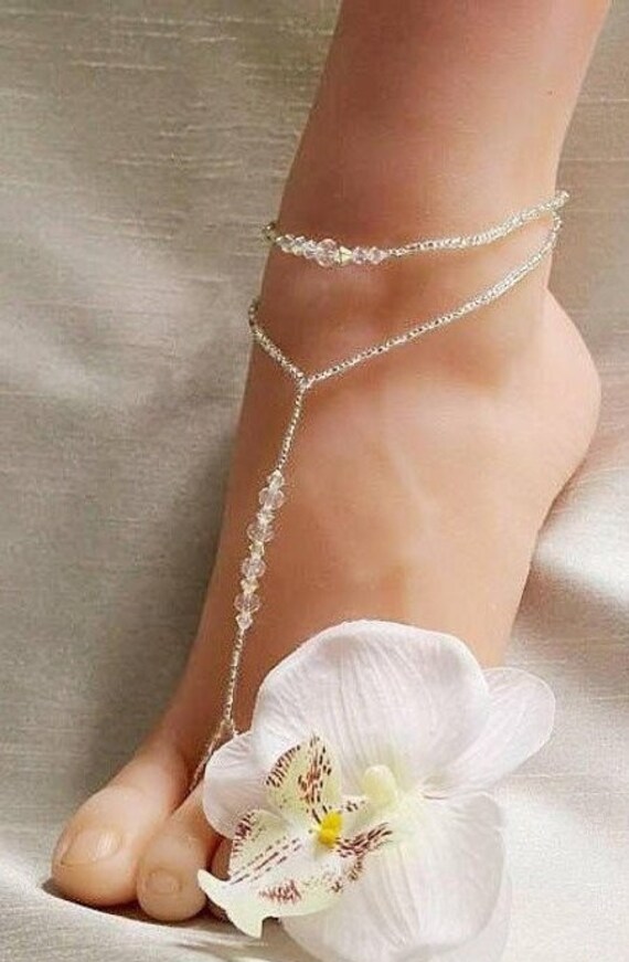 Crystal Beach Wedding Barefoot Sandal Foot Jewelry Bottomless Sandals Beach Wedding Shoes