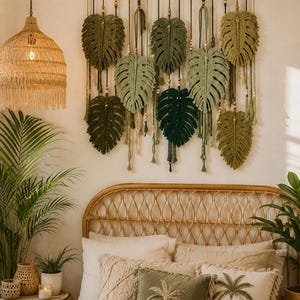 Crochet Palm Leaf Wall Hanging Pattern PDF | Boho Monstera Decor | Macrame | Instant Download | DIY Home