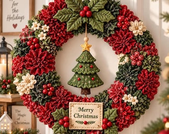 DIY Quilted Christmas Door Hanger Sewing Kit, Layered Wreath Craft