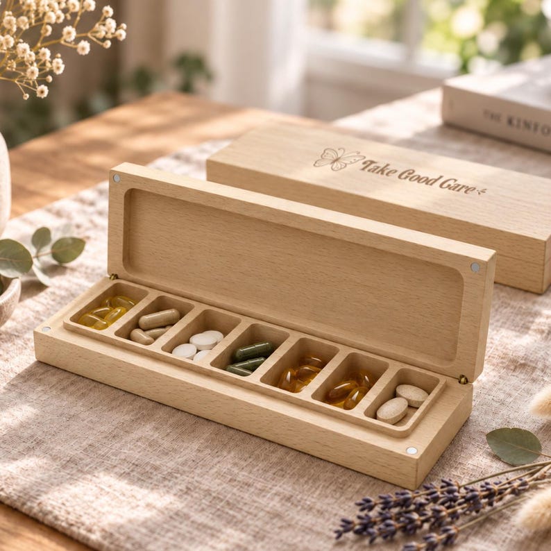 Custom Wooden Pill Box, Personalized 7 Day Pill Organizer, Large Weekly ...