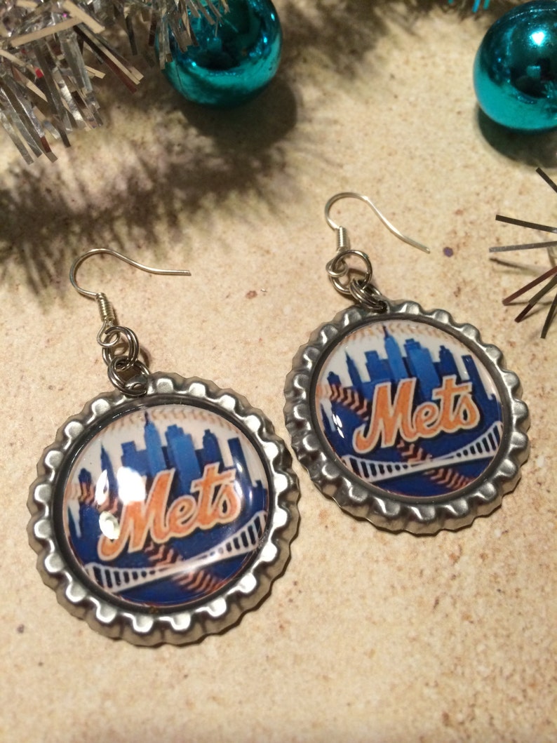New York Mets Earrings Mets Clip On Earrings New York Mets Baseball Earrings New York Mets Jewelry Handmade Gift for Mets Fan