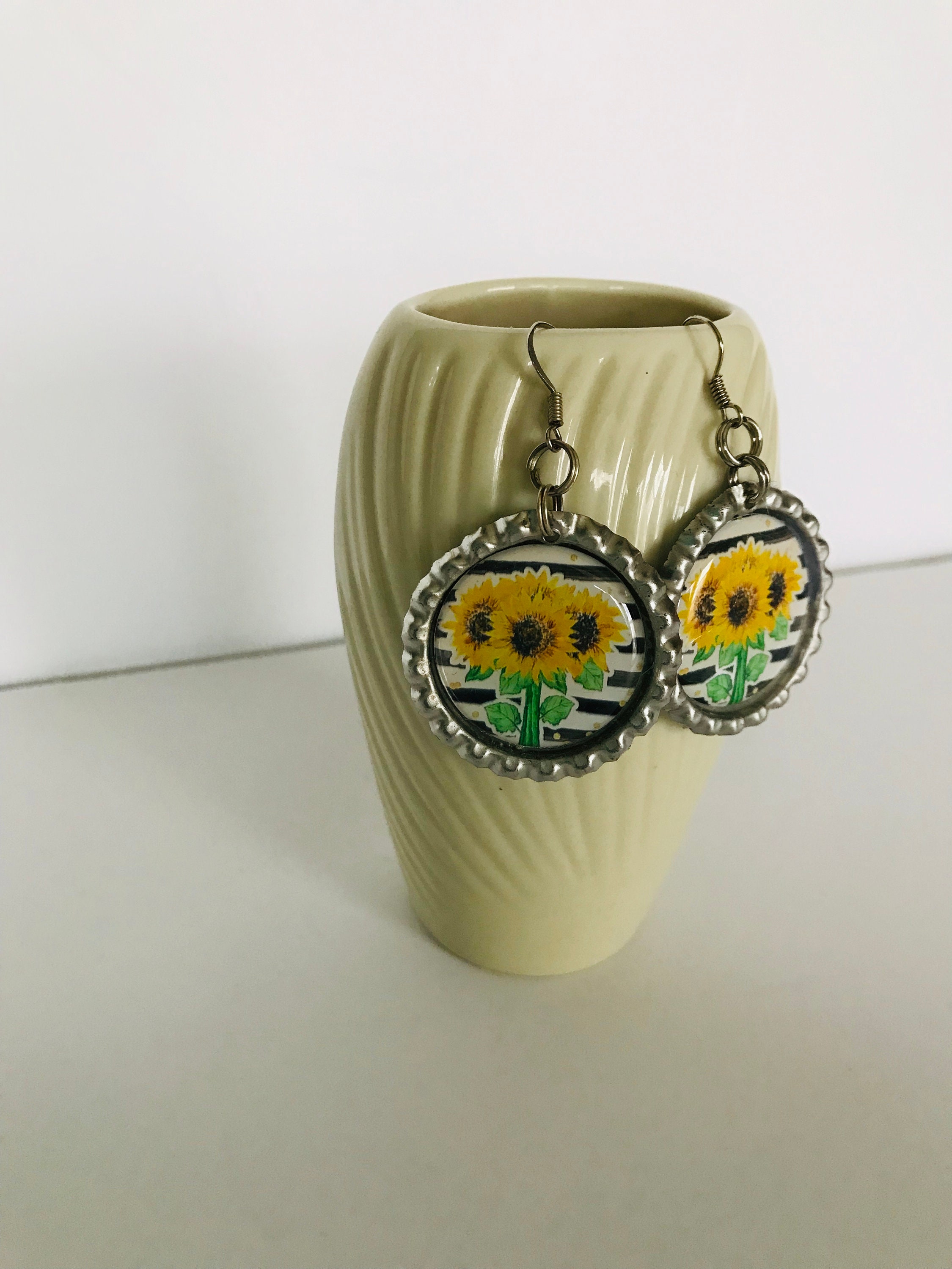 Sunflower Earrings Sunflower Accessories Sunflower Clip On Etsy