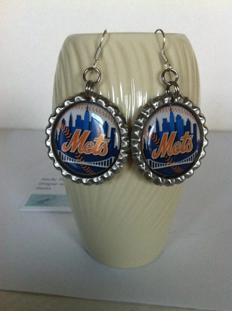 New York Mets Earrings Mets Clip On Earrings New York Mets Baseball Earrings New York Mets Jewelry Handmade Gift for Mets Fan