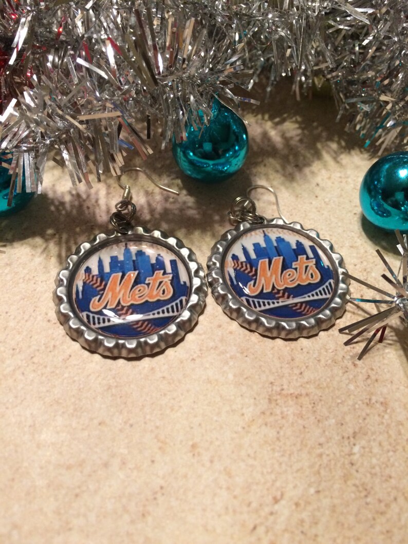 New York Mets Earrings Mets Clip On Earrings New York Mets Baseball Earrings New York Mets Jewelry Handmade Gift for Mets Fan