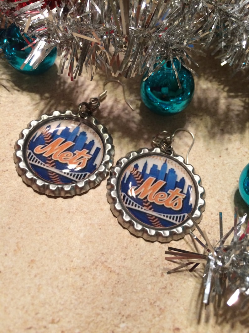 New York Mets Earrings Mets Clip On Earrings New York Mets Baseball Earrings New York Mets Jewelry Handmade Gift for Mets Fan