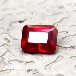 Natural Blood Red Ruby 10.50 Ct Emerald Cut Certified Loose Gemstone 10x8x6mm, Faceted Red Ruby for Fine Jewelry