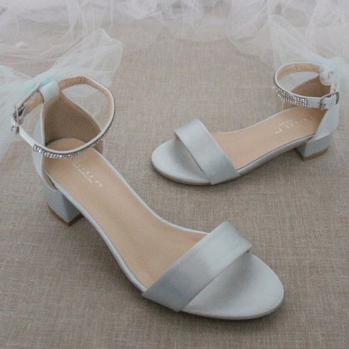 satin light blue shoe
