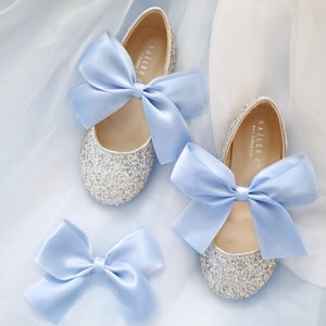 Dusty Pink Satin Mary Jane Flats With CHIFFON BOW and