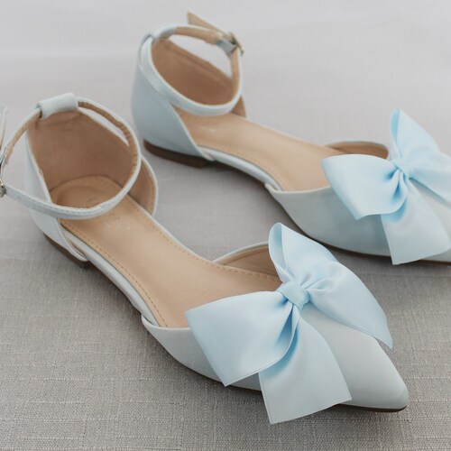 satin light blue shoe