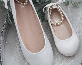 ivory satin flats