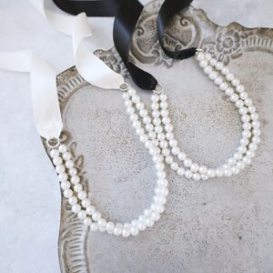 Choker Pearl Double Strand Necklace, Bridesmaids gift, Flower Girls Gift, Wedding Accessories, Bridal Necklace, Pearls Jewelry