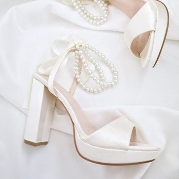 platform wedding shoes chunky heel