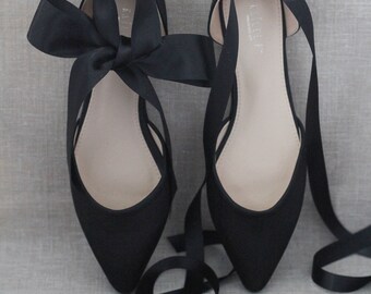 black flat evening shoes