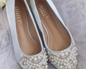 blue flat wedding shoes