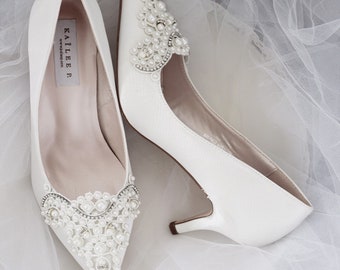 white wedding heels for bride