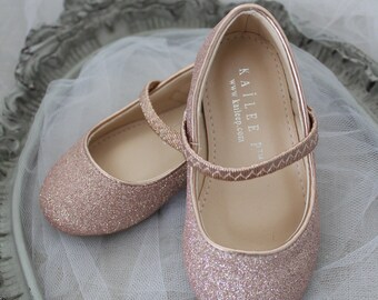 rose gold flower girl shoes