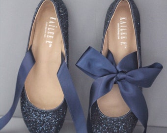 navy blue bridal flats