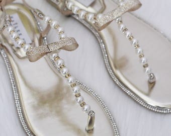 gold bridesmaid sandals