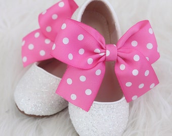 Stepping Stones Newborn Baby Girl Patent Polka-Dot Bow Flower Mary Jane