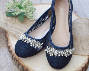 navy bridal flats