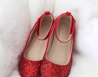 red glitter shoes size 5