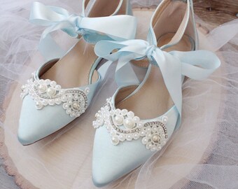 powder blue flat shoes