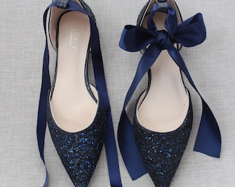 navy blue flats with ankle strap