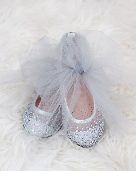 silver flower girl shoes