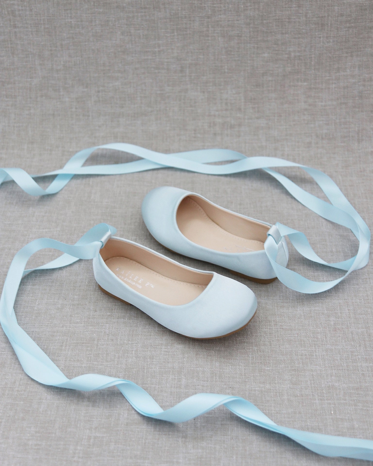 Blue satin flat shoes deals