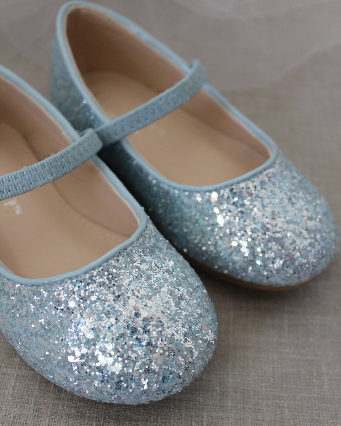LIGHT BLUE Rock Glitter Mary Jane Flats for Flower Girls Etsy