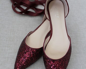 Beautiful Burgundy Flat Wedding Shoes Chic Beautiful Burgundy Lace