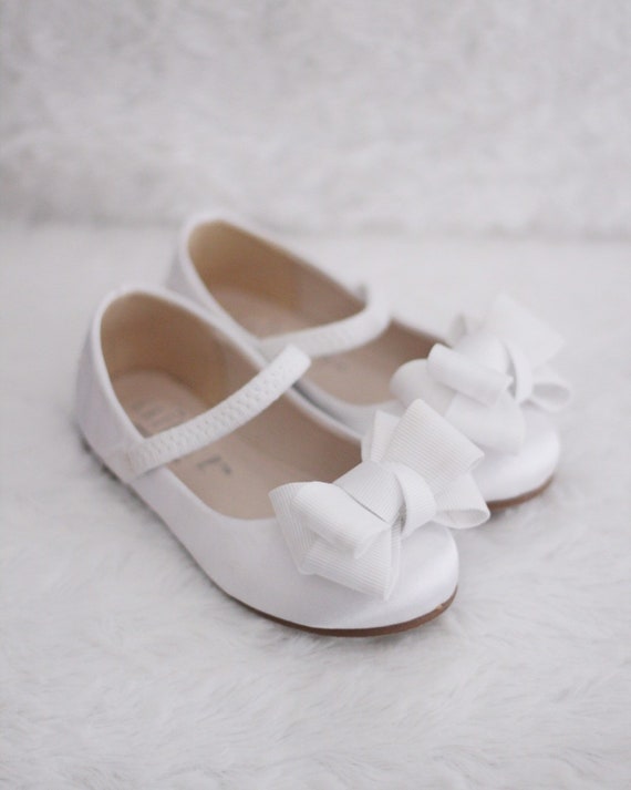 white mary jane flower girl shoes