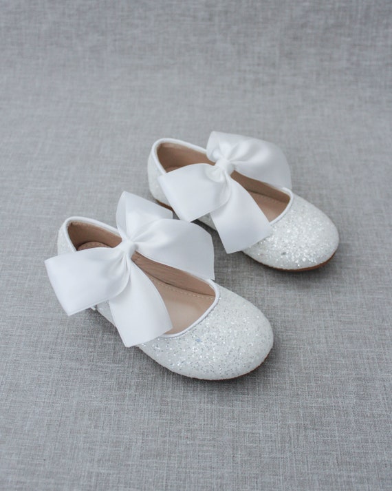 Schoenen Meisjesschoenen Mary Janes ivoor doop pantoffels Witte bloem meisje schoenen baby meisje prinses schoenen strik schoenen peuter jurk schoenen witte doop schoenen 