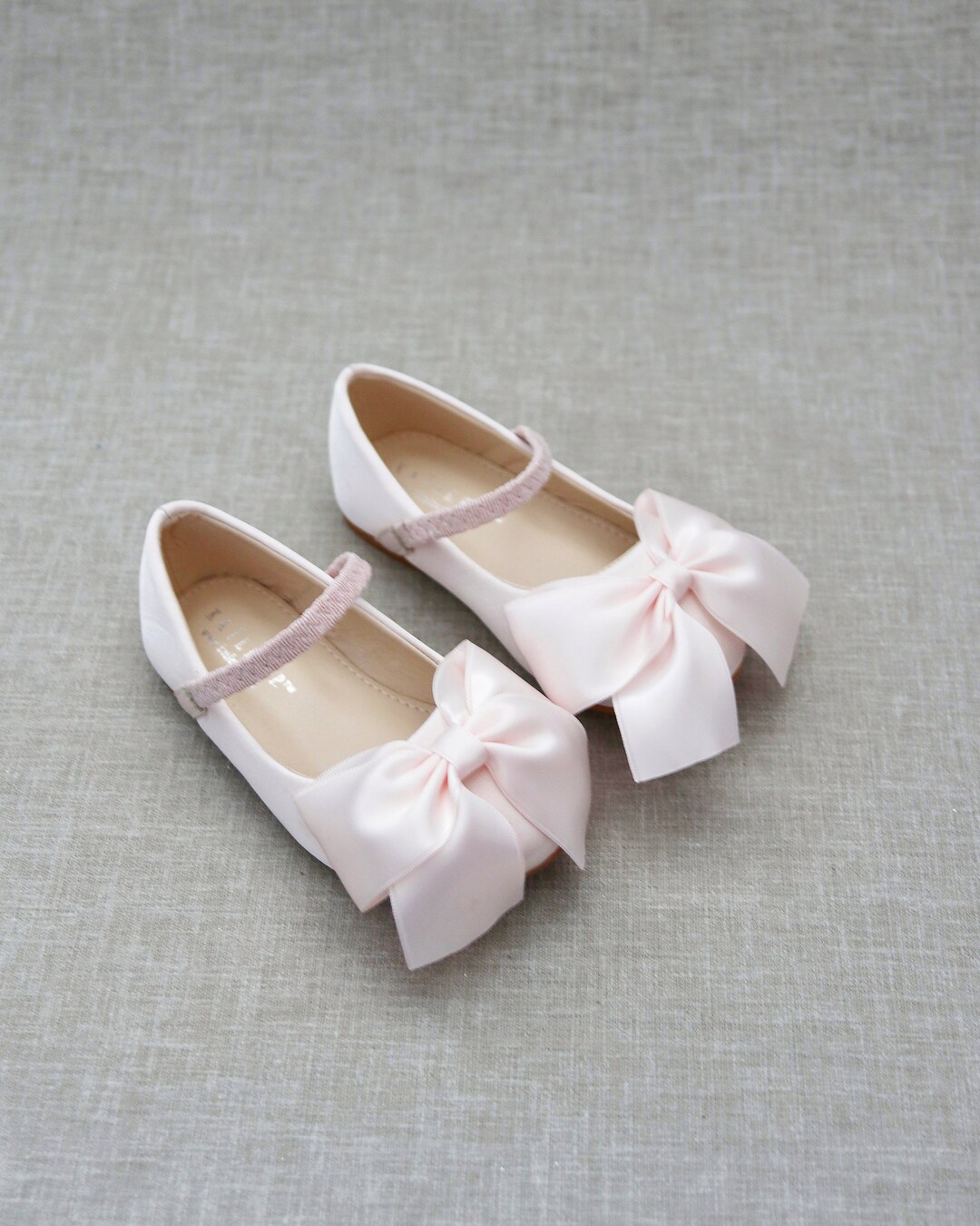 Dusty Pink Satin Mary Jane Flats With FRONT SATIN BOW Perfect for ...