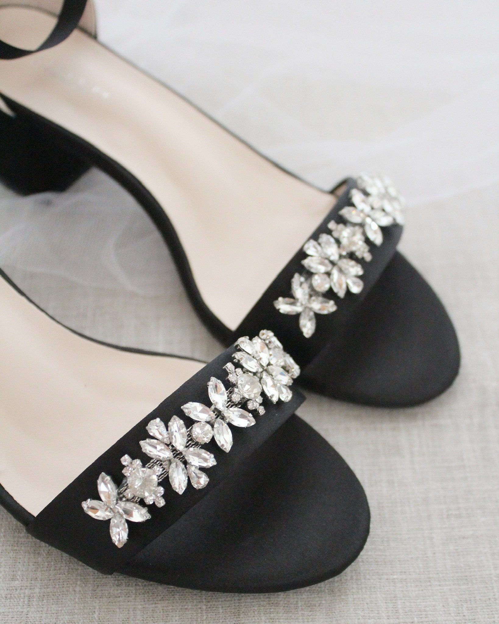satin block heel sandals