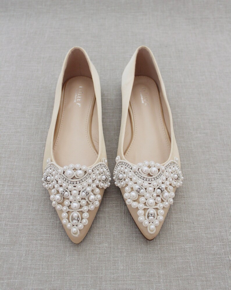 champagne peep toe flats