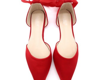 Scarpe Basse Scarpe Sposa Rosse Raso Scarpe Rosse Per Matrimonio