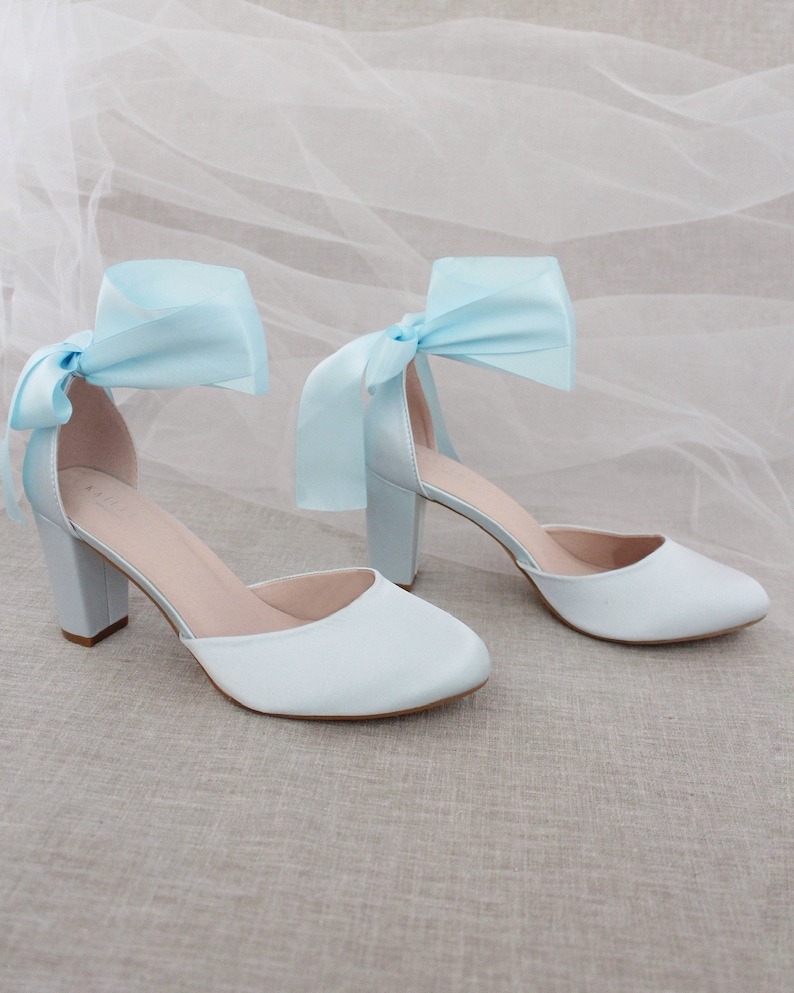 satin block heel shoes