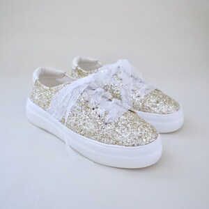 Rock Glitter Wedding Platform Sneakers Wedding Shoes, Bridesmaids Shoes, Evening Shoes, Bridal Flats, Wedding Sneakers image 4