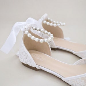 White Crochet Lace Pointy Toe Flats Women Wedding Shoes, Bridesmaid Shoes, Bridal Flats, Wedding Flats, Bridal Lace Shoes, Bride Shoes image 8