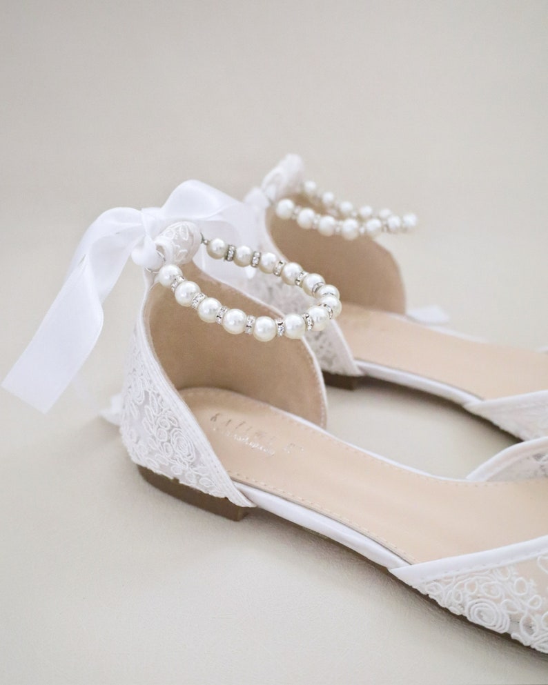 White Crochet Lace Pointy Toe Flats Women Wedding Shoes, Bridesmaid Shoes, Bridal Flats, Wedding Flats, Bridal Lace Shoes, Bride Shoes image 8