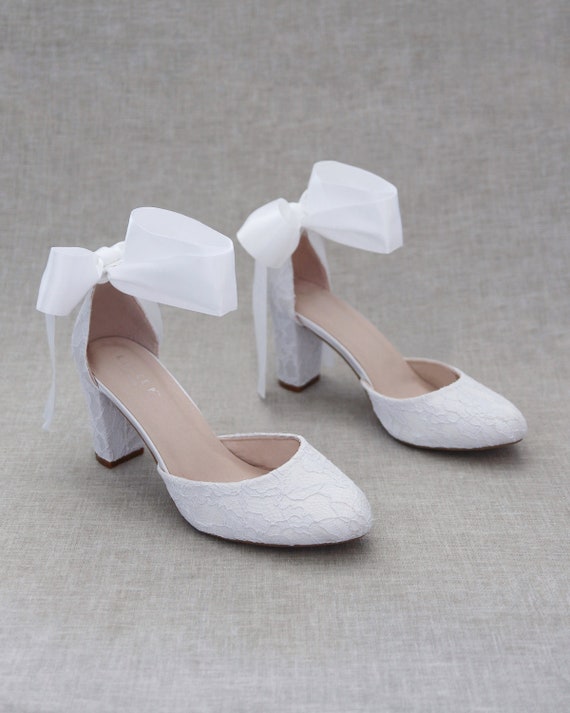 Amazon.com: Handmade satin high heel shoes Lace shoes for woman Wedding  shoes Bride High heels Open toe pearl Pumps fashion shoes Bride dress shoe  Large : Handmade Products