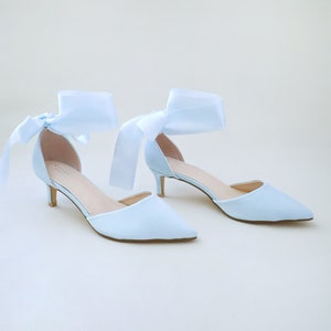 Sky blue store kitten heels