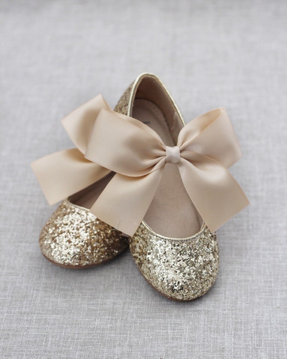 flower girl gold shoes