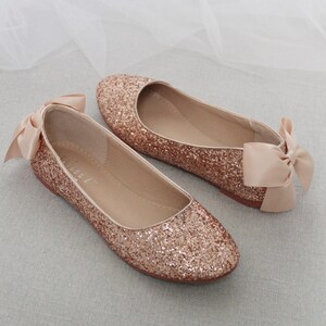 Rose Gold Rock Glitter Flats With Back 