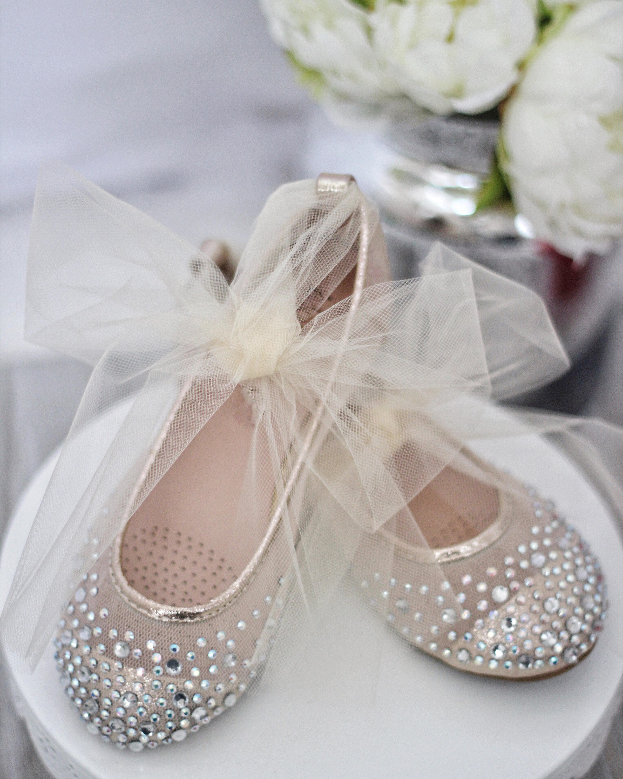 Girls Gold Shoes Mesh With Rhinestone ballet flats with Etsy