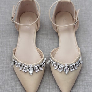 Champagne Pointy Toe Flats With Sparkly TEARDROP RHINESTONES - Etsy