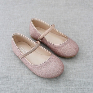 Rose Gold Rock Glitter Mary Jane Flats 