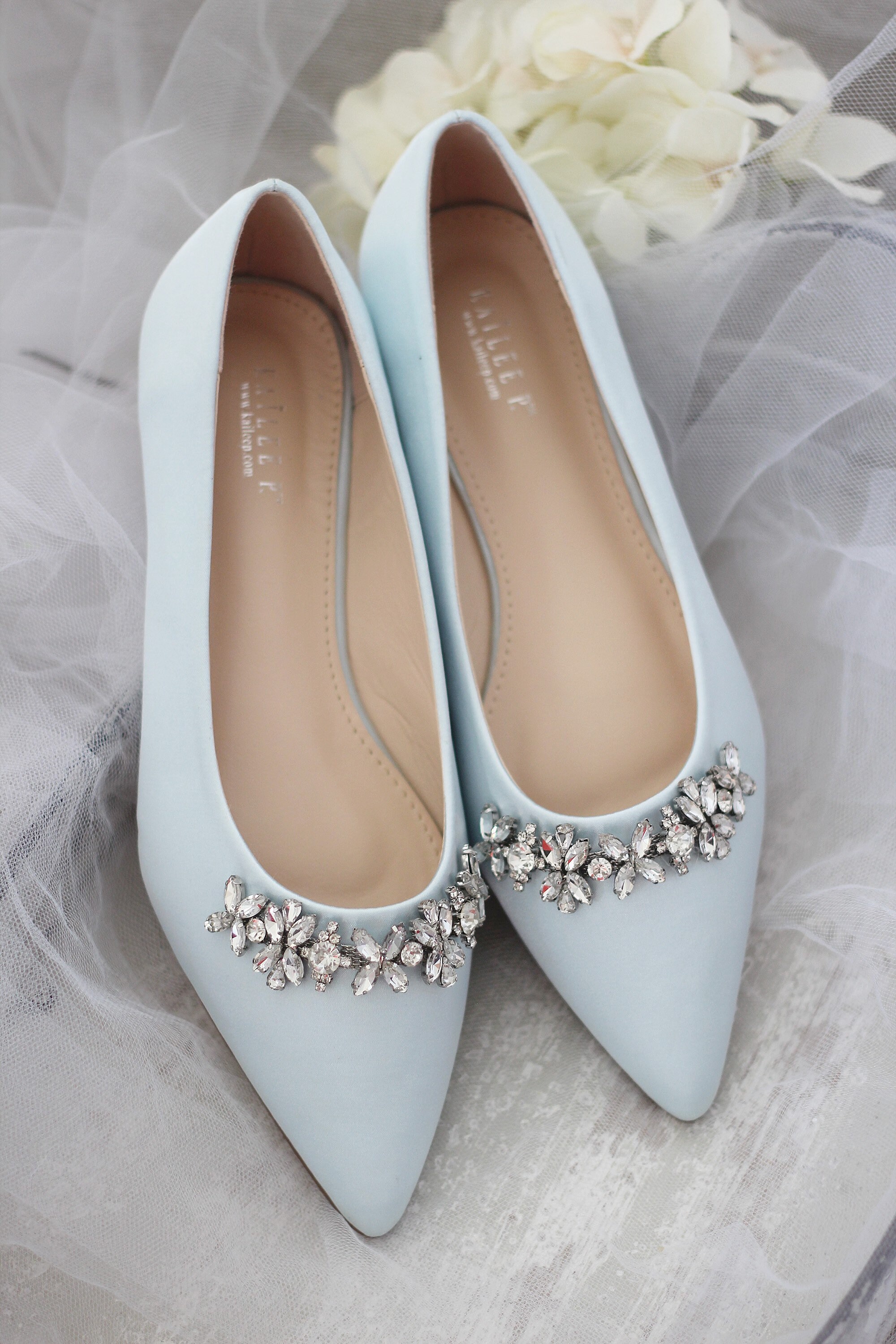 blue bridal flats