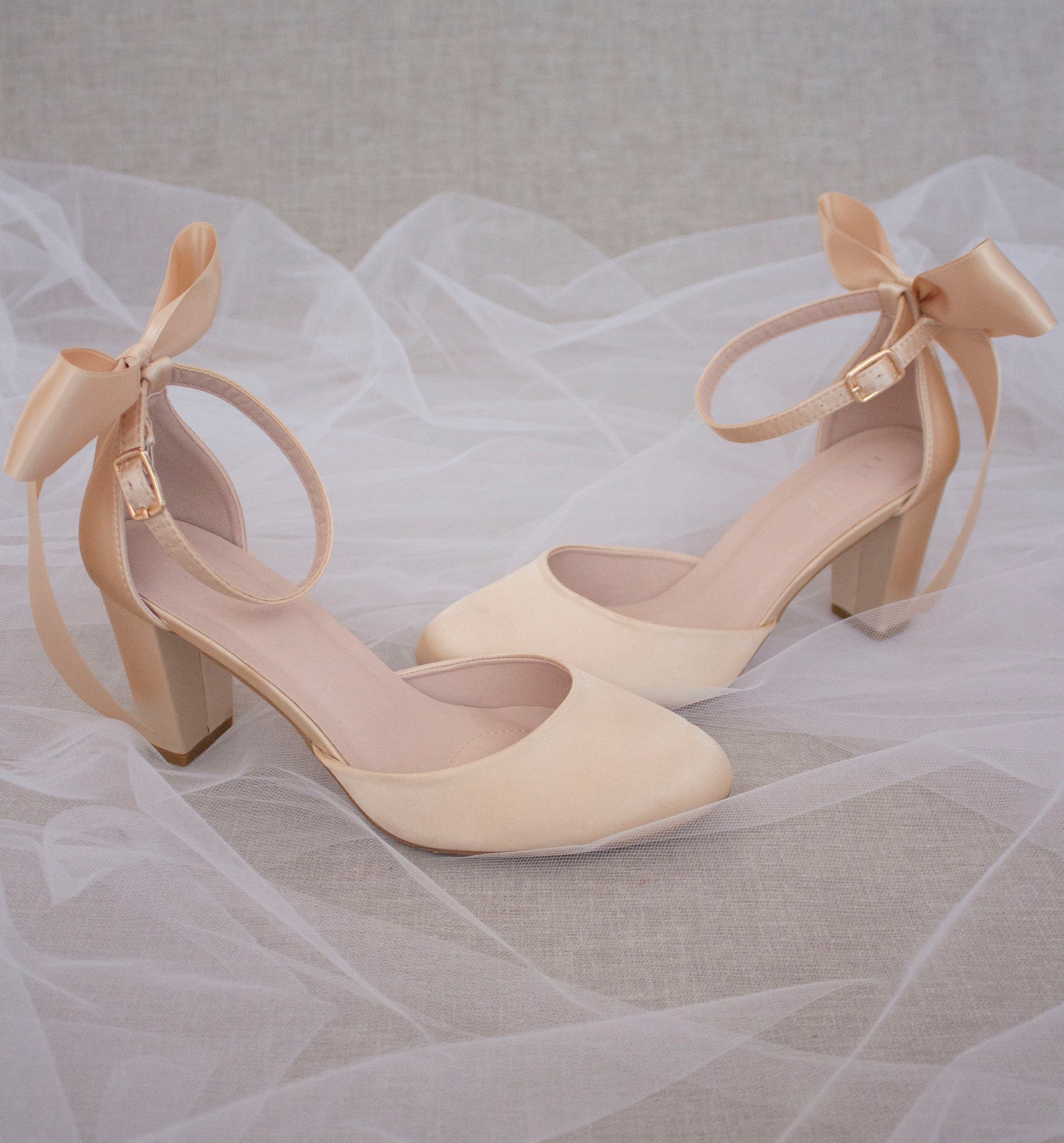 champagne block heel shoes